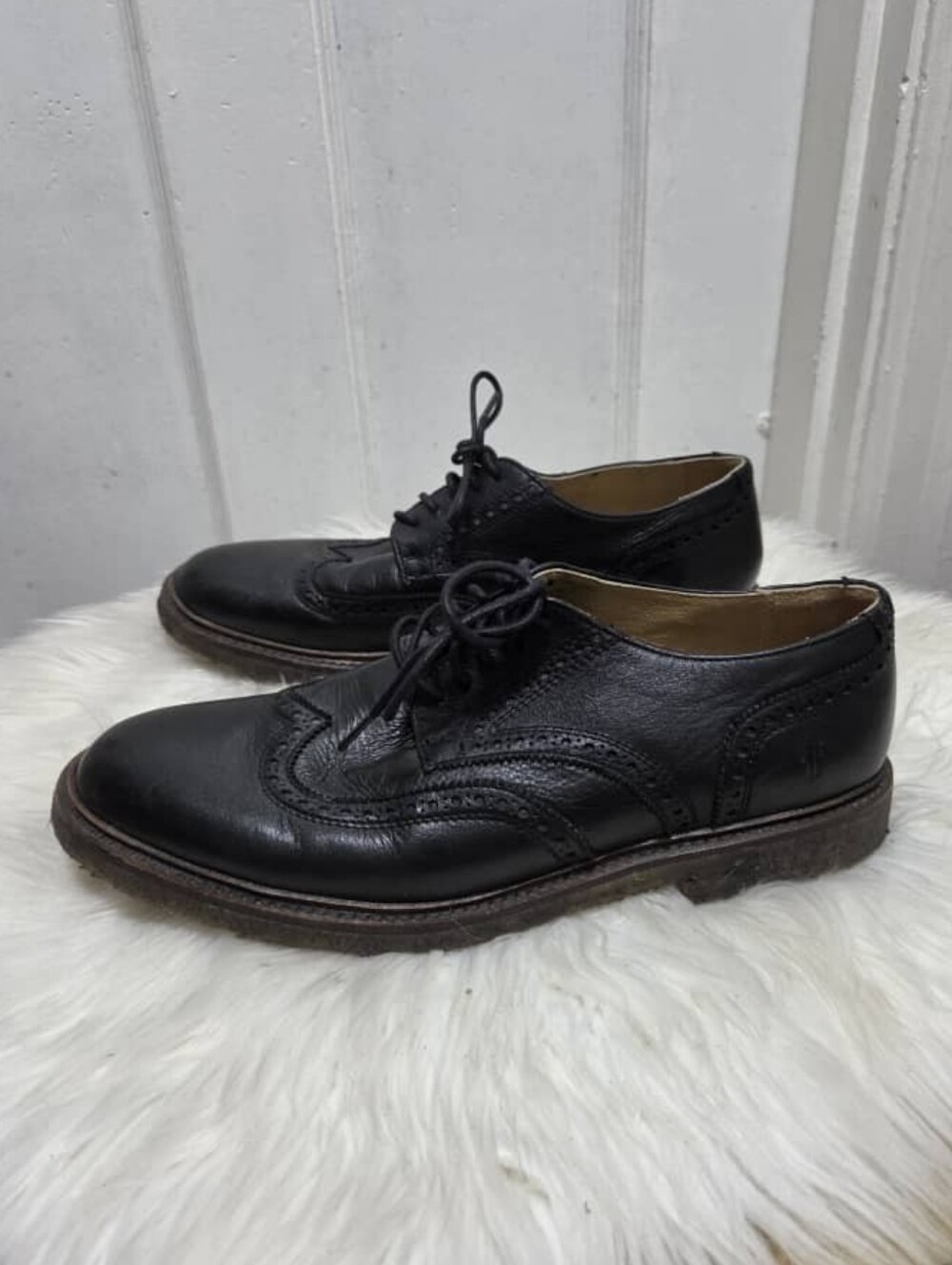 Frye Wingtip 84649 Oxford Men's Leather Dress Shoes Black Size 10.5 D